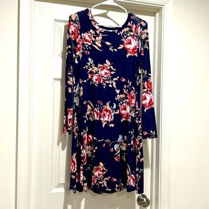Long fitted sleeve floral dress